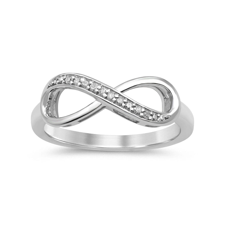 Brilliant Claw Infinity Ring with 0.05ct of Diamonds in Sterling Silver Rings Bevilles 