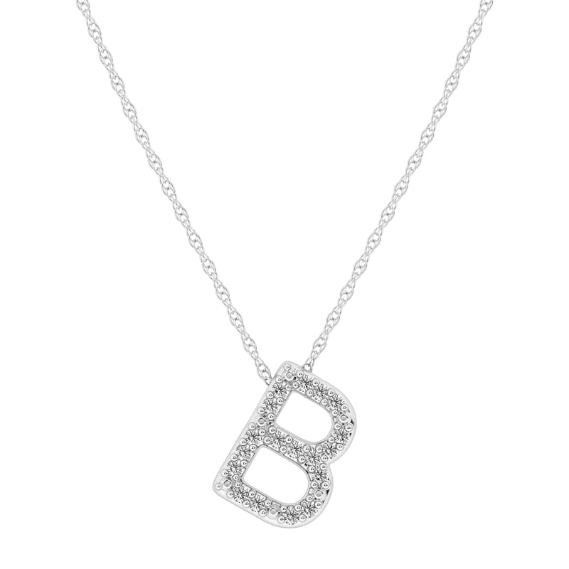 Diamond Initial Slider Necklace in Sterling Silver Necklaces Bevilles B 