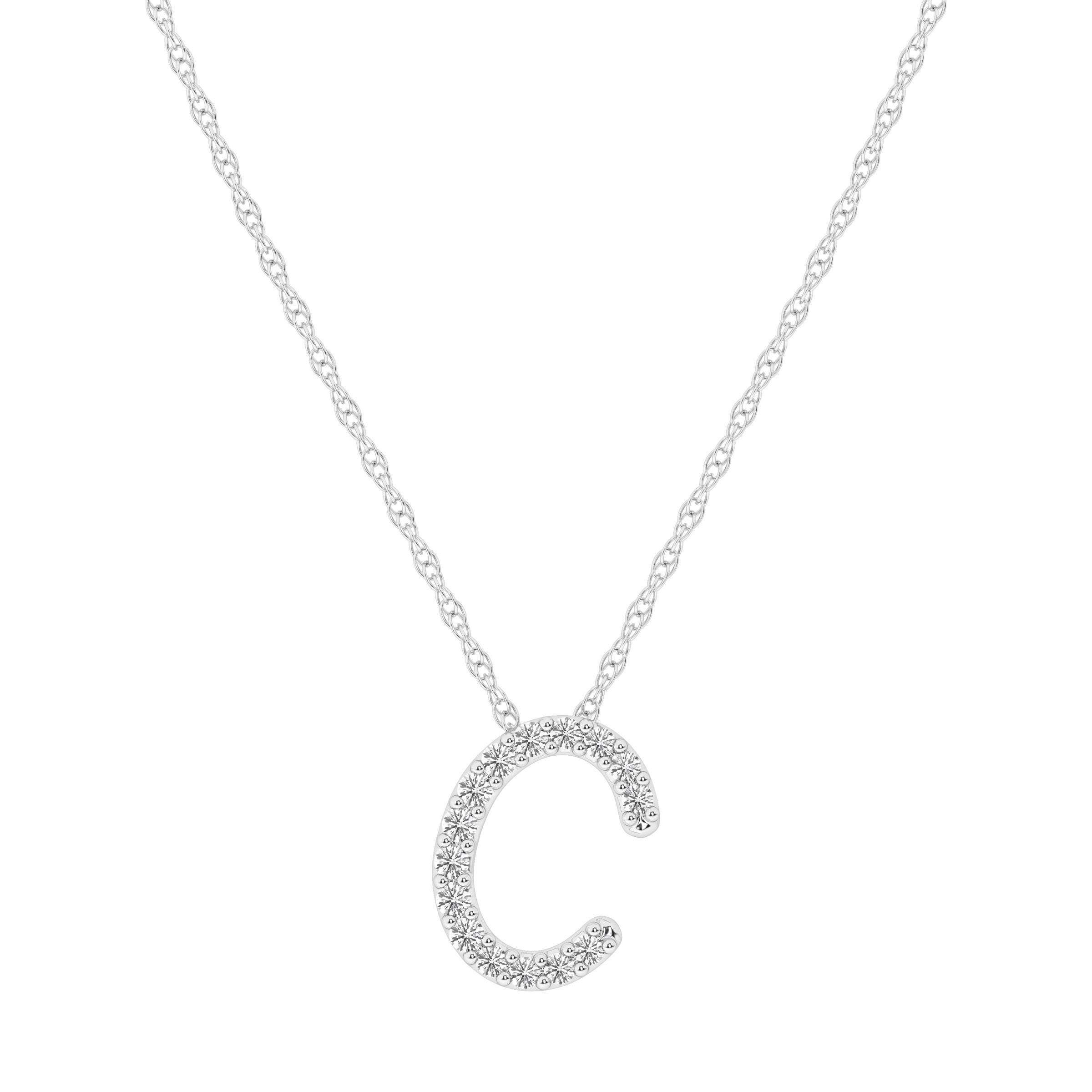 Diamond Initial Slider Necklace in Sterling Silver Necklaces Bevilles C 