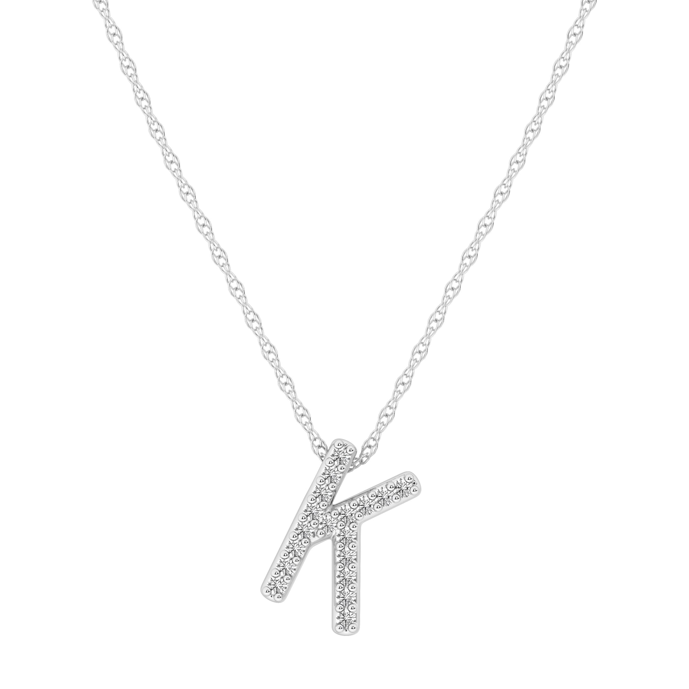 Diamond Initial Slider Necklace in Sterling Silver Necklaces Bevilles K 