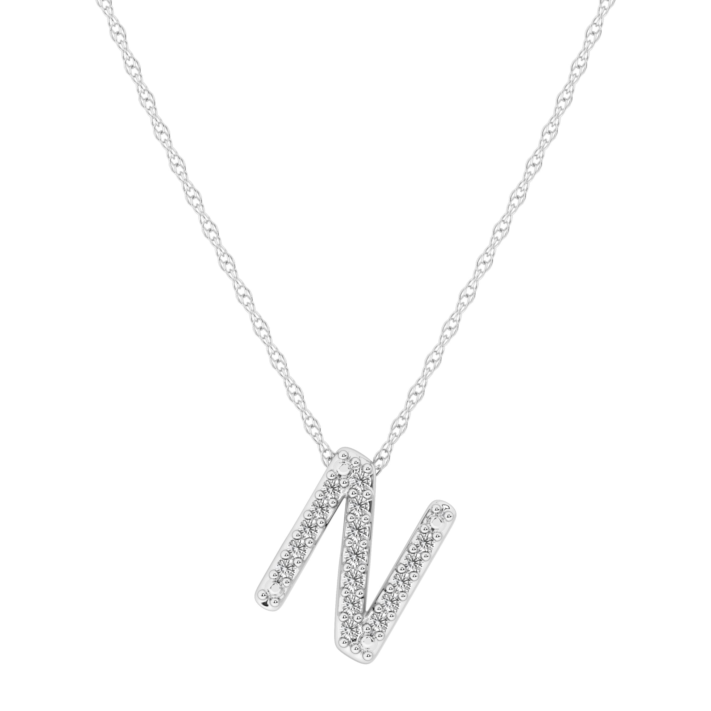 Diamond Initial Slider Necklace in Sterling Silver Necklaces Bevilles N 