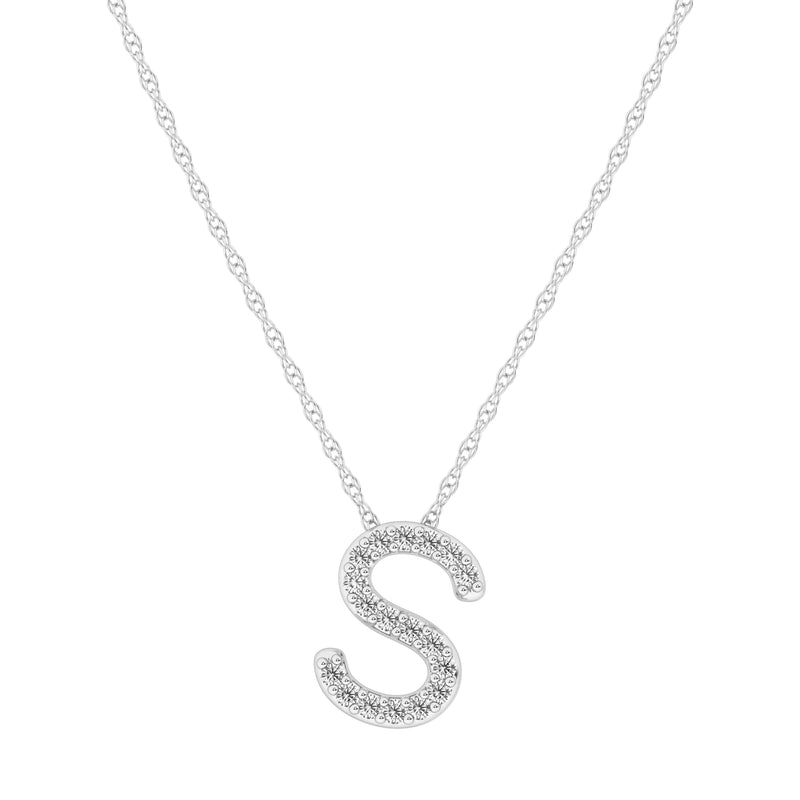 Diamond Initial Slider Necklace in Sterling Silver Necklaces Bevilles S 
