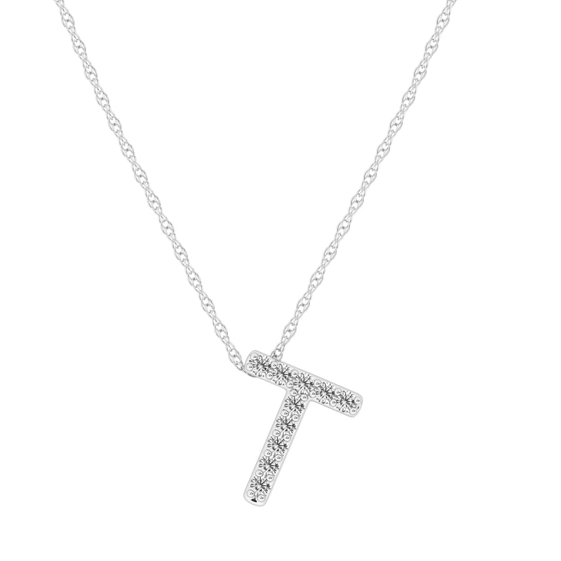 Diamond Initial Slider Necklace in Sterling Silver Necklaces Bevilles T 