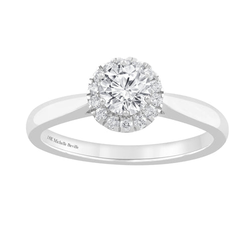 Love By Michelle Beville Halo Ring with 0.45ct of Diamonds in 18ct White Gold Rings Bevilles 