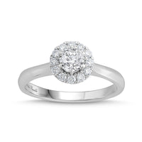 Love by Michelle Beville Halo Solitaire Ring with 0.65ct of Diamonds in 18ct White Gold Rings Bevilles 