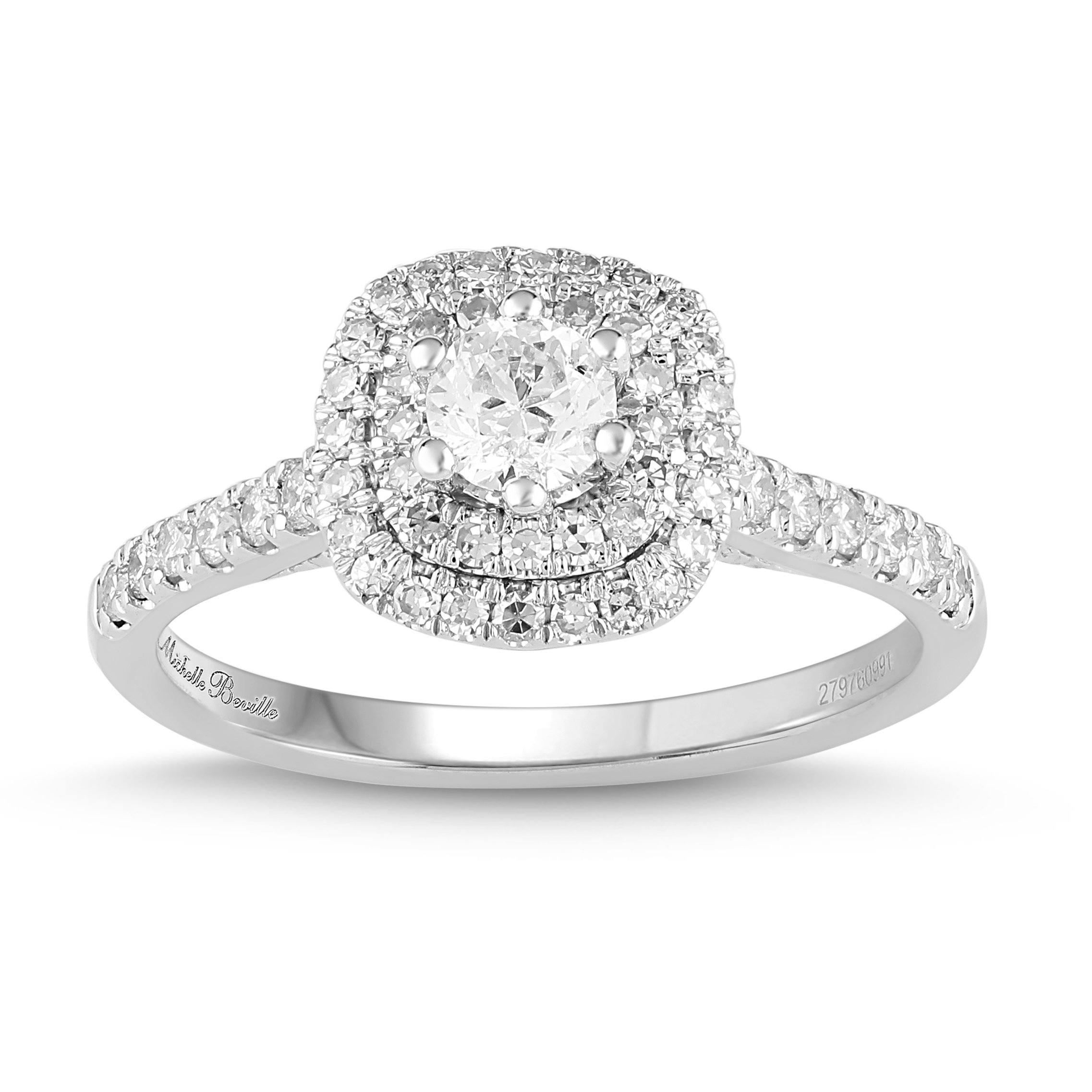 Love by Michelle Beville Halo Solitaire Ring with 0.70ct of Diamonds in 18ct White Gold Rings Bevilles 