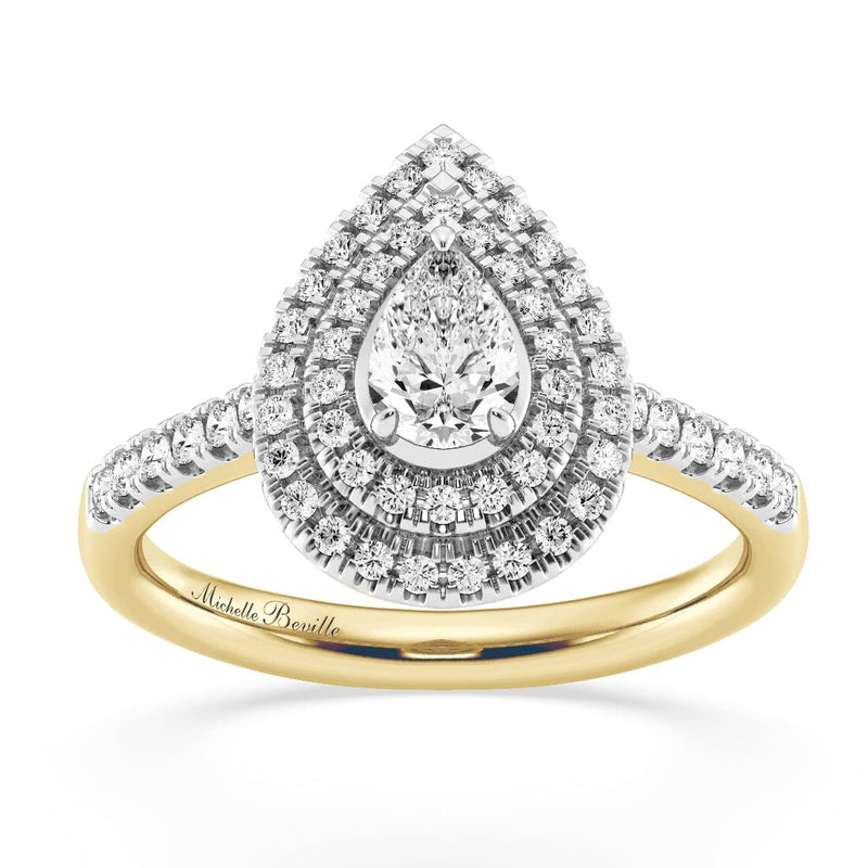 Love By Michelle Pear Shaped Solitaire Ring with 0.70ct of Diamonds in 18ct Yellow Gold Rings Bevilles 
