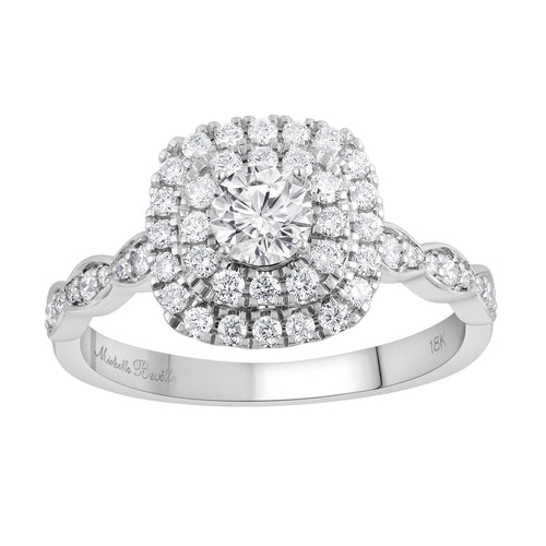 Love by Michelle Beville Double Halo Ring with 3/4ct of Diamonds in 18ct White Gold Rings Bevilles 