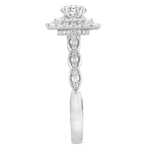 Love by Michelle Beville Double Halo Ring with 3/4ct of Diamonds in 18ct White Gold Rings Bevilles 