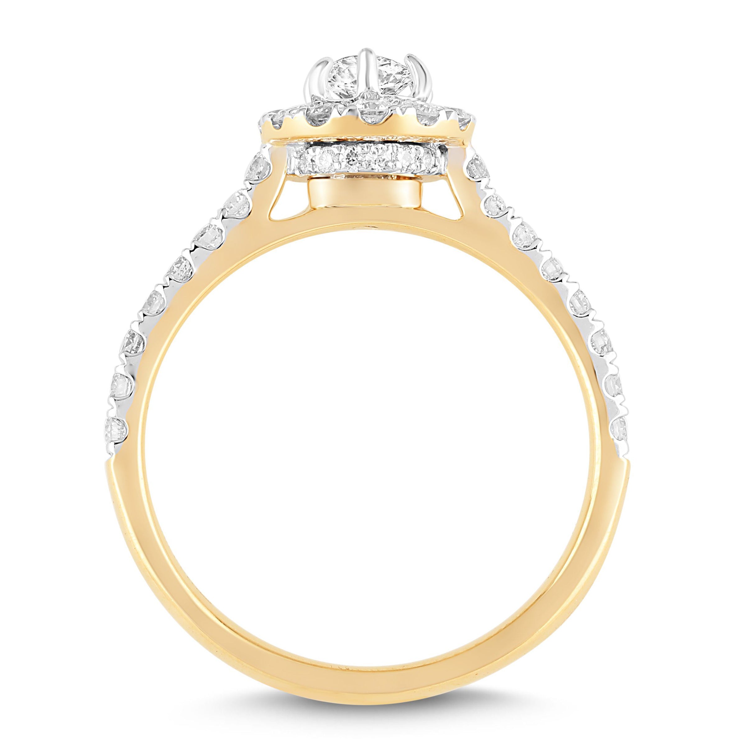 Love by Michelle Beville Halo Solitaire Ring with 0.90ct of Diamonds in 18ct Yellow Gold Rings Bevilles 