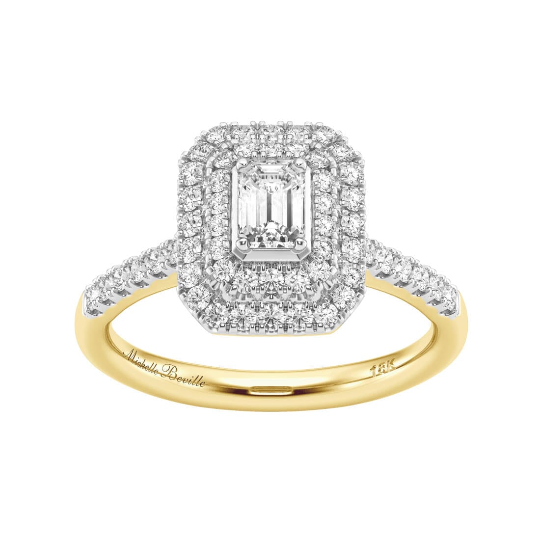 Love By Michelle Emerald Cut Solitaire Ring with 0.70ct of Diamonds in 18ct Yellow Gold Rings Bevilles 