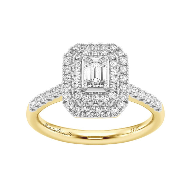 Love By Michelle Emerald Cut Solitaire Ring with 0.70ct of Diamonds in 18ct Yellow Gold Rings Bevilles 