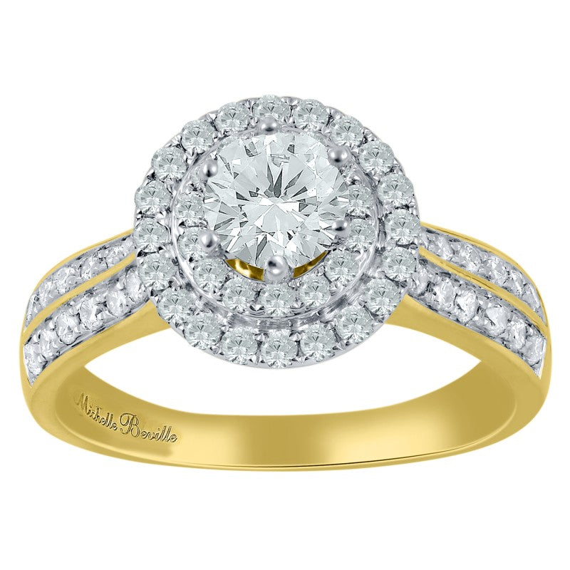 Love by Michelle Beville Double Halo Solitaire Ring with 1.00ct of Diamond in 18ct Yellow Gold Rings Bevilles 