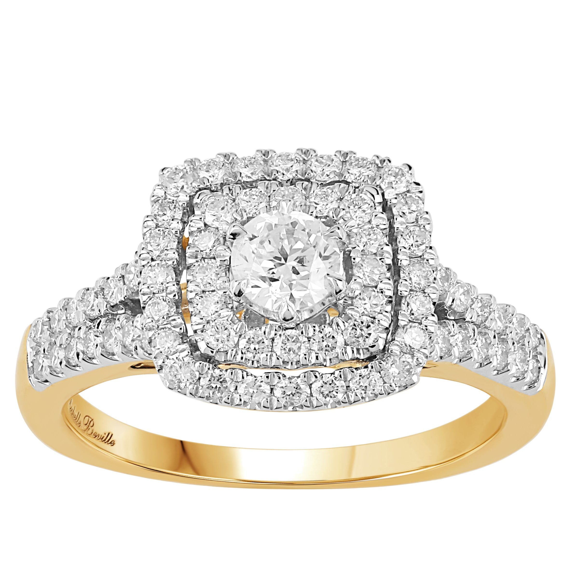 Love by Michelle Beville Halo Solitaire Square Ring with 1.00ct of Diamonds in 18ct Yellow Gold Rings Bevilles 