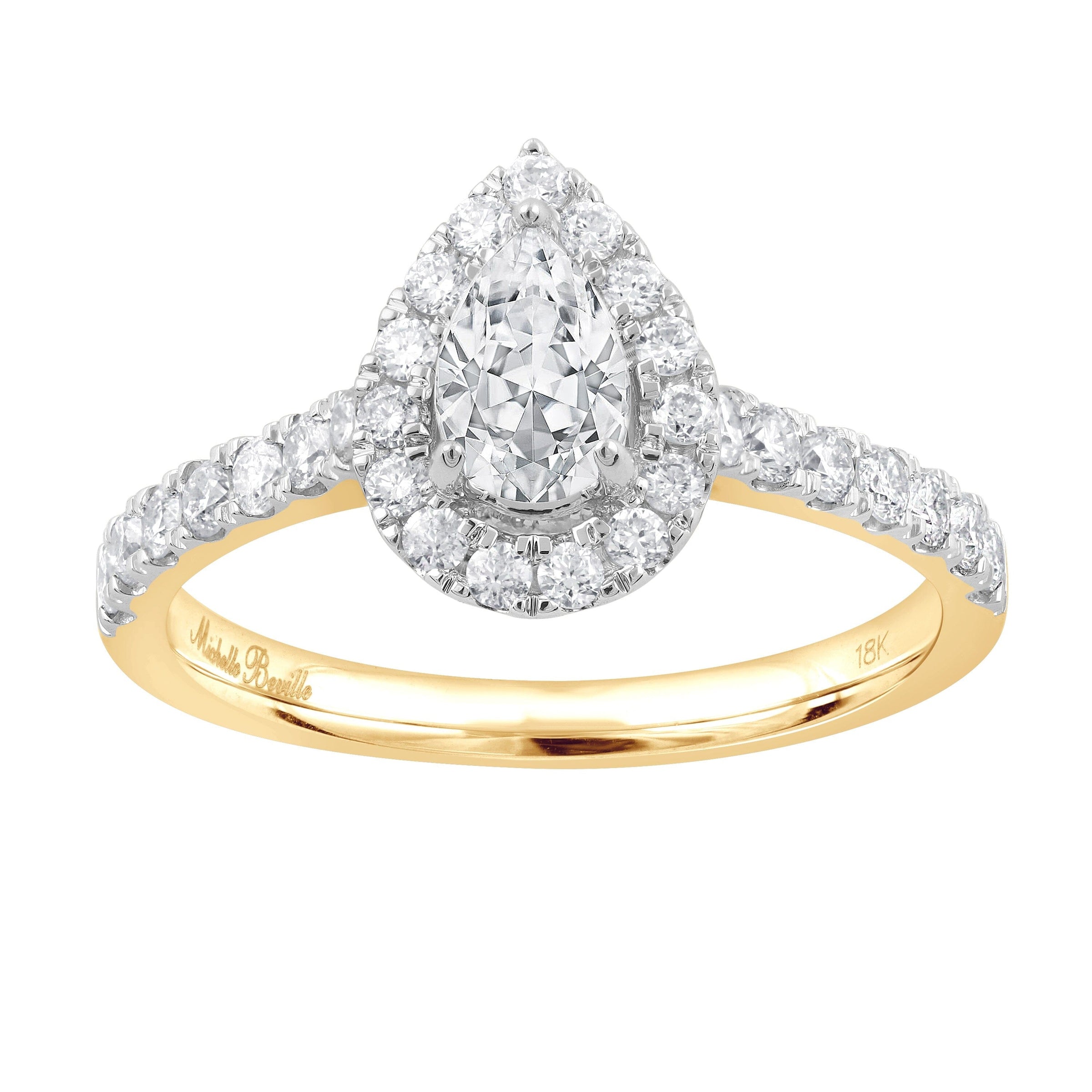 Love By Michelle Pear Shaped Solitaire Ring with 0.85ct of Diamonds in 18ct Yellow Gold Rings Bevilles 