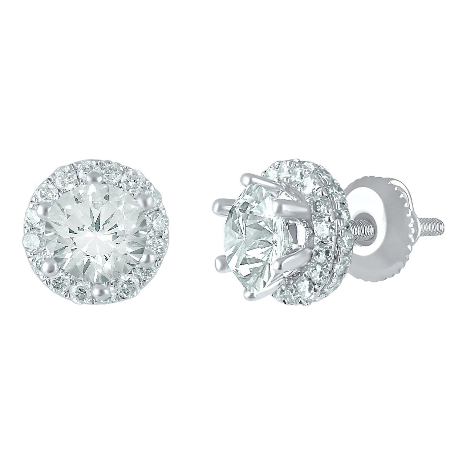 Love by Michelle Beville Halo Solitaire Earrings with 0.65ct of Diamonds in 18ct White Gold Earrings Bevilles 