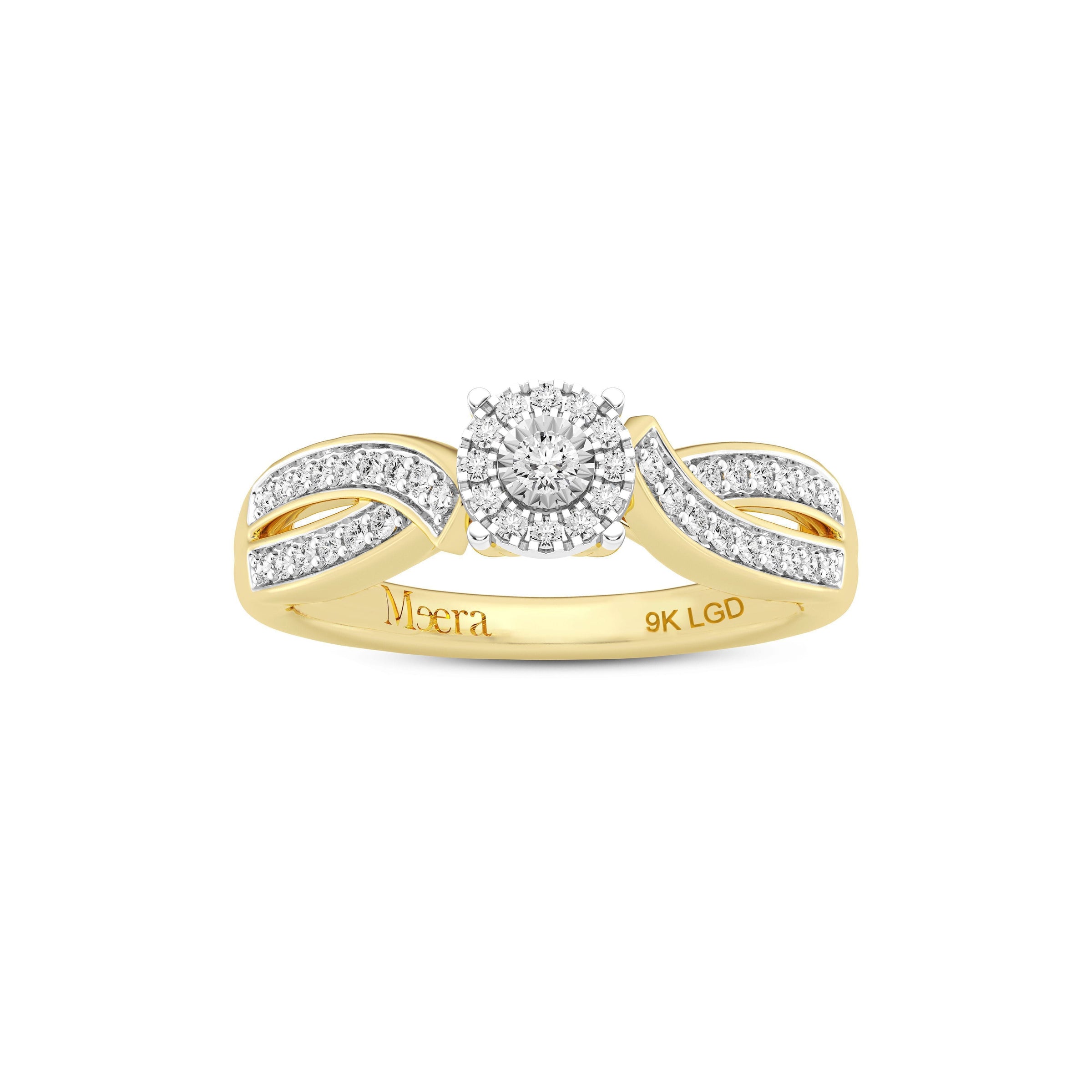 Meera Halo Ring with 1/4ct of Laboratory Grown Diamonds in 9ct Yellow Gold Rings Bevilles 