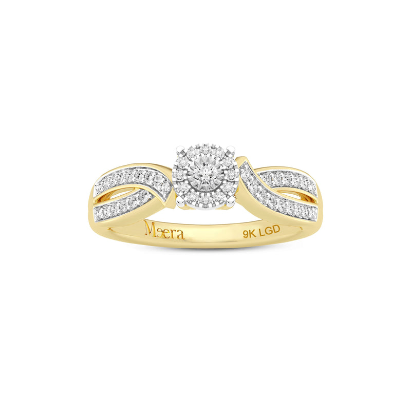 Meera Halo Ring with 1/4ct of Laboratory Grown Diamonds in 9ct Yellow Gold Rings Bevilles 