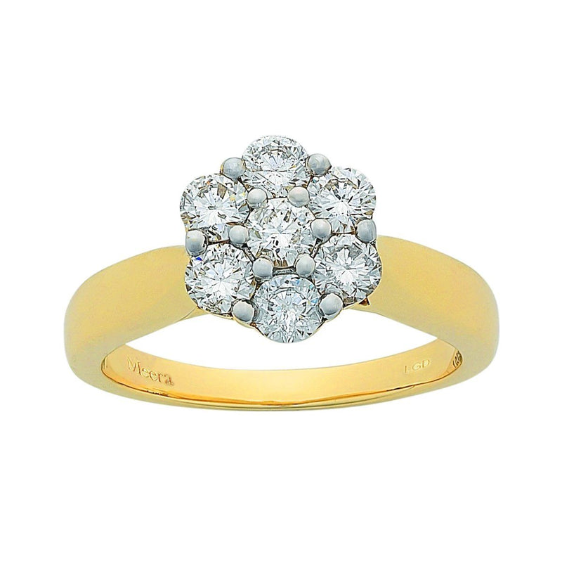 Meera Flower Ring with 1.00ct of Laboratory Grown Diamonds in 9ct Yellow Gold Rings Bevilles 