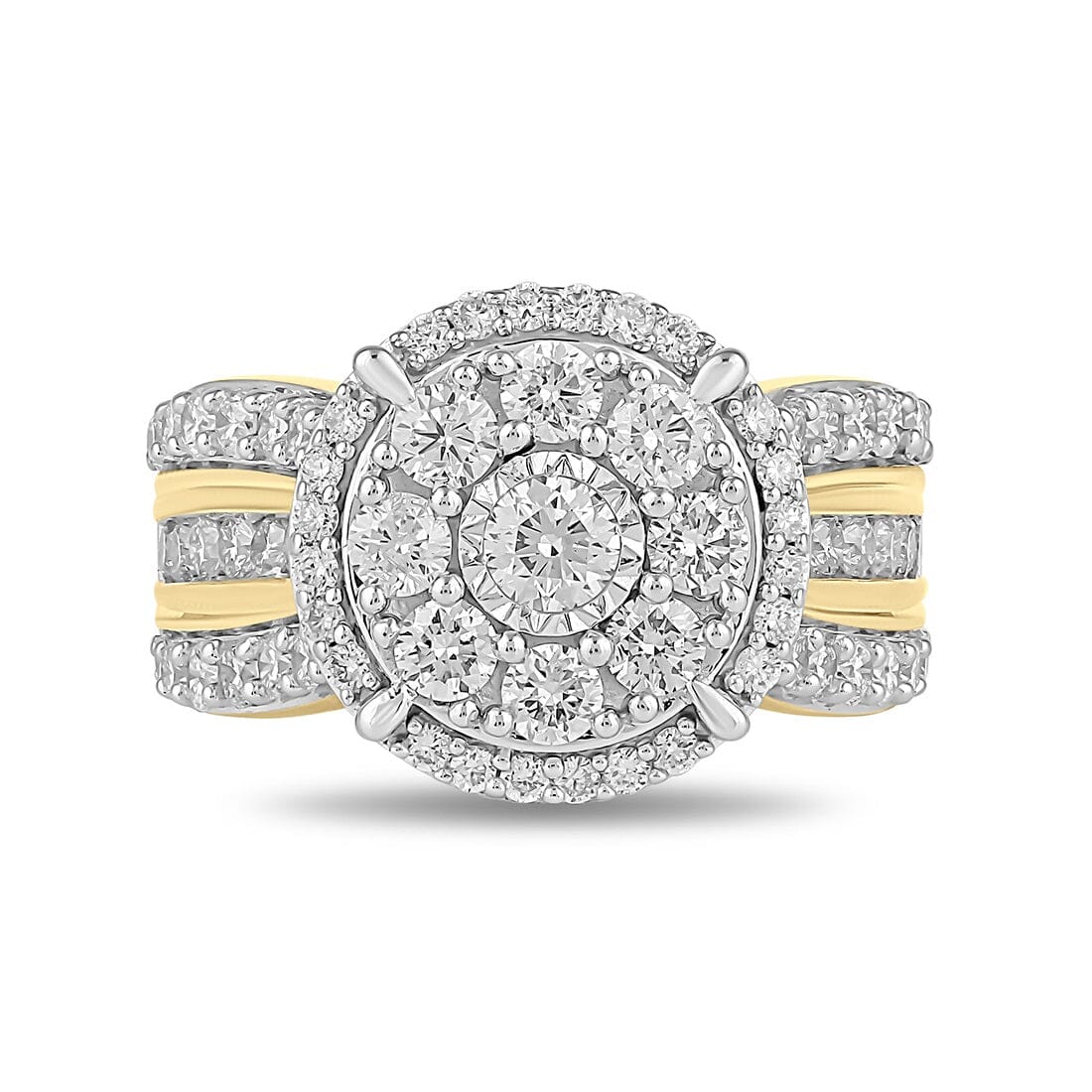 Meera Double Halo Ring with 2.00ct of Laboratory Grown Diamonds in 9ct Yellow Gold Rings Bevilles 