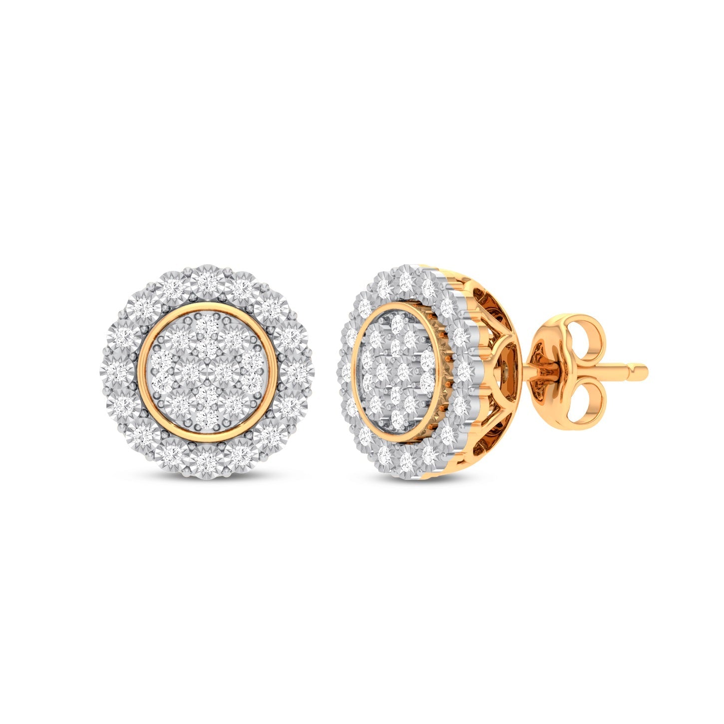 Meera Miracle Halo Earrings with 1/5ct of Laboratory Grown Diamonds in 9ct Yellow Gold Earrings Bevilles 
