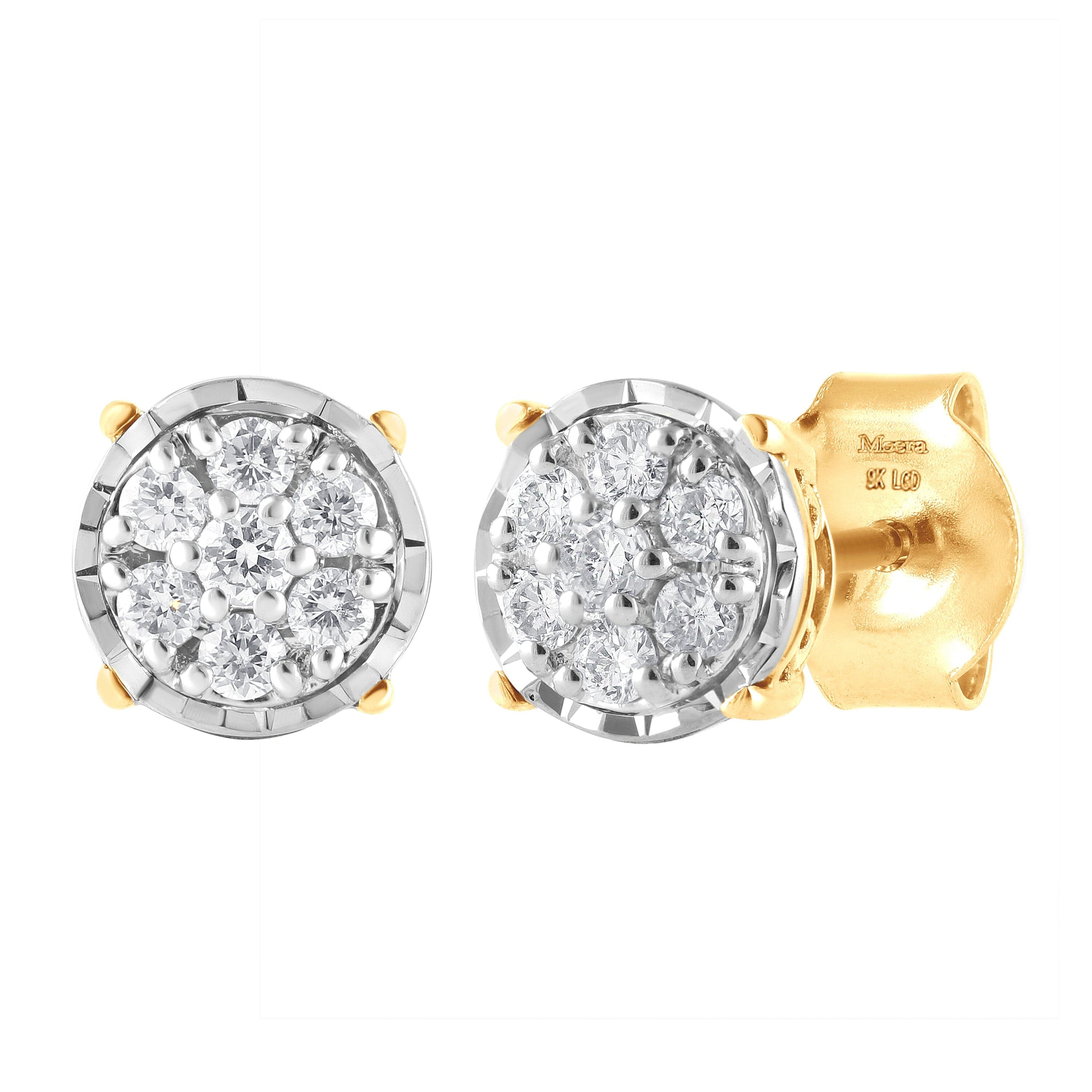 Meera Flower Earrings with 1/5ct of Laboratory Grown Diamonds in 9ct Yellow Gold Earrings Bevilles 