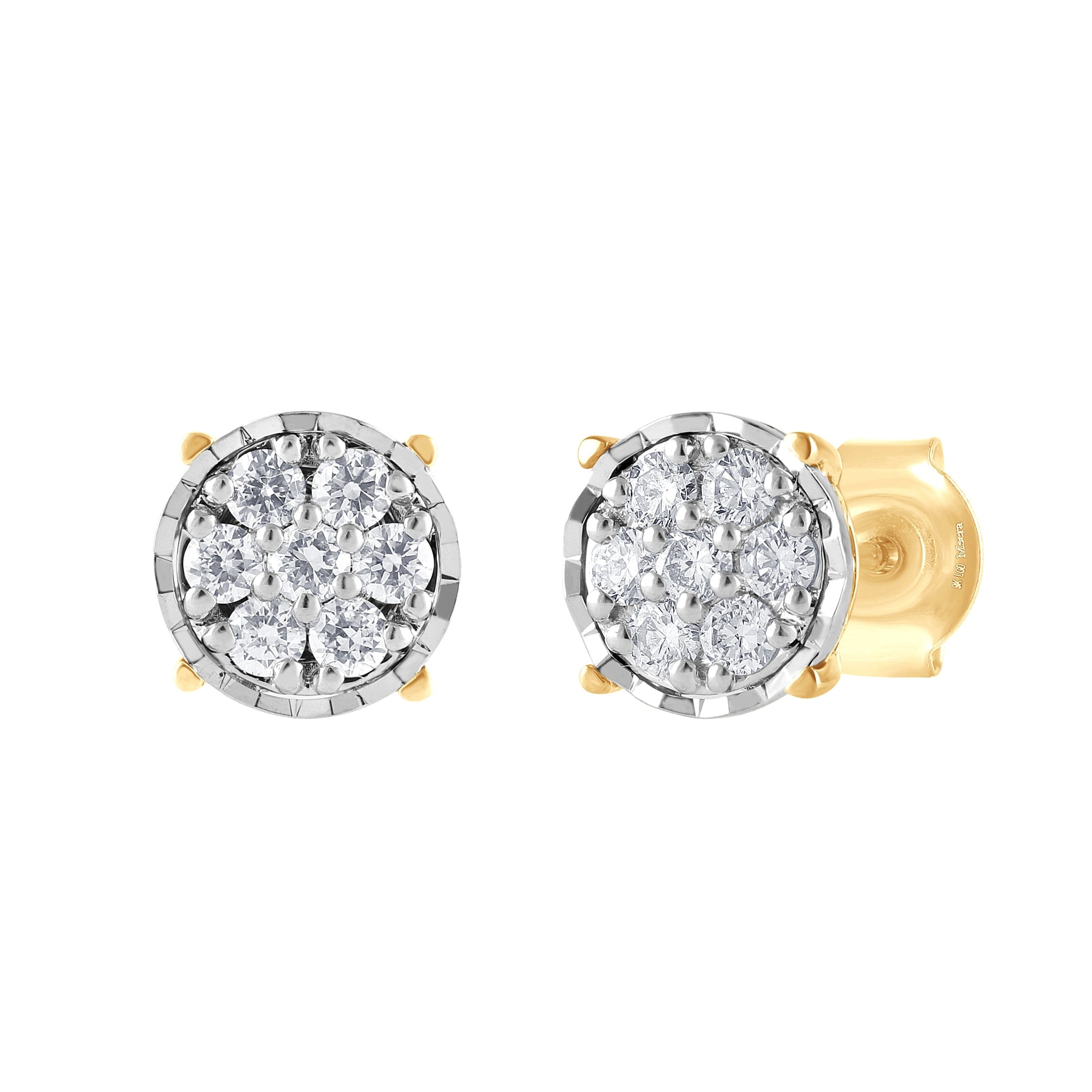 Meera Flower Composite Earrings with 1/3ct of Laboratory Grown Diamonds in 9ct Yellow Gold Earrings Bevilles 