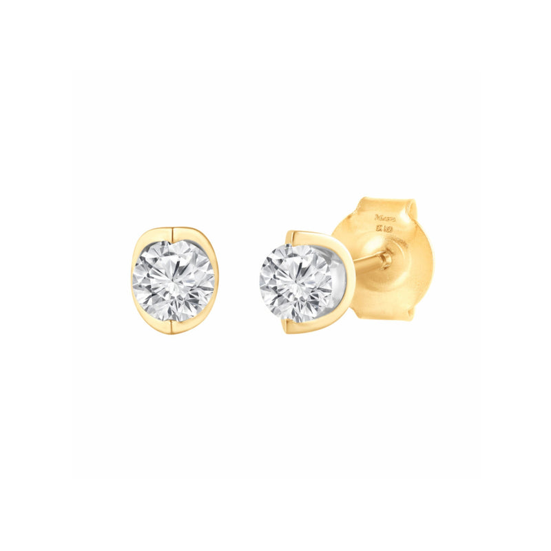 Meera Bezel Look 1/3ct Laboratory Grown Solitaire Diamond Earrings in 9ct Yellow Gold Earrings Bevilles 