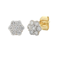 Meera Flower Earrings with 1/2ct of Laboratory Grown Diamonds in 9ct Yellow Gold Earrings Bevilles 