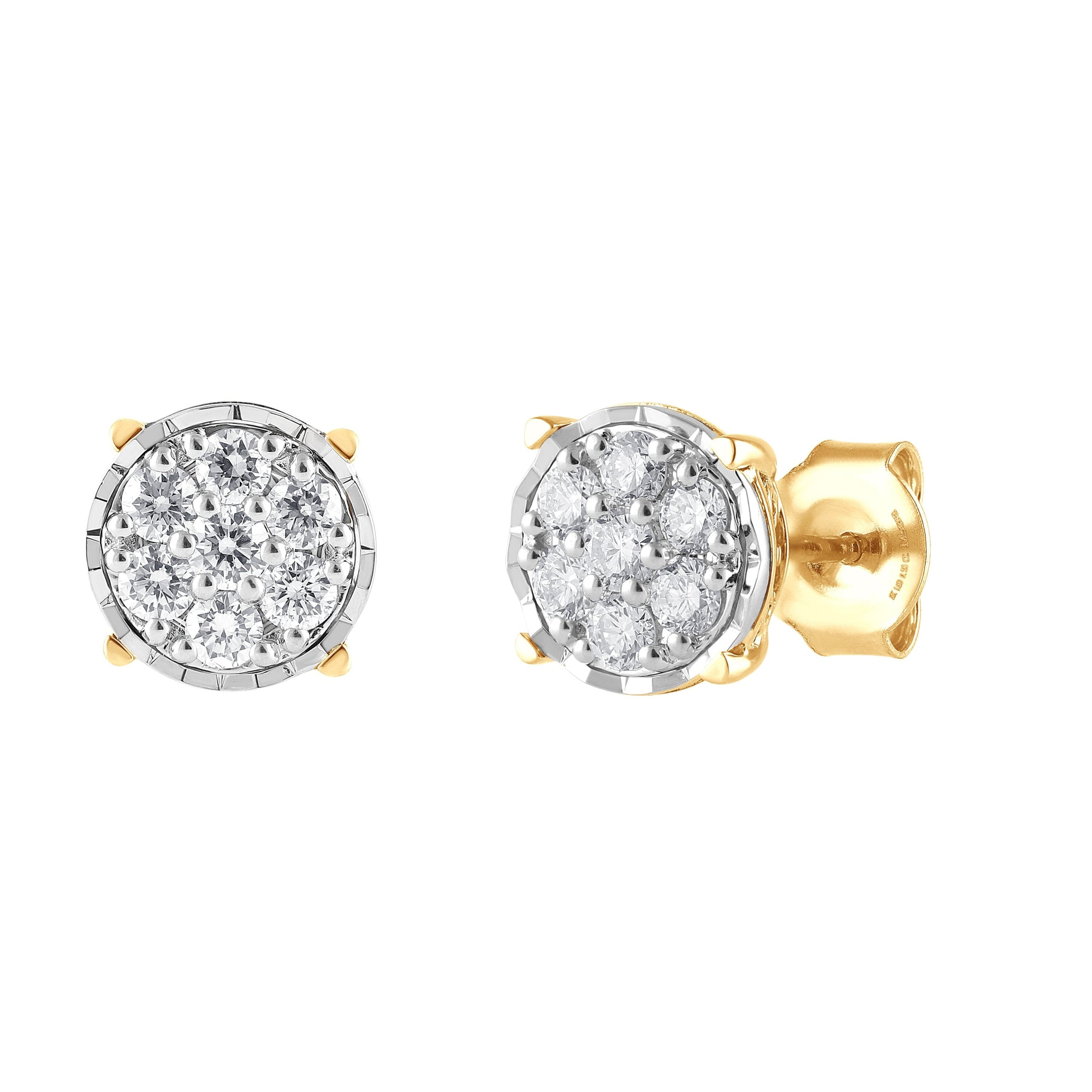 Meera Flower Composite Earrings with 1/2ct of Laboratory Grown Diamonds in 9ct Yellow Gold Earrings Bevilles 