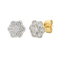 Meera Flower Earrings with 1.00ct of Laboratory Grown Diamonds in 9ct Yellow Gold Earrings Bevilles 