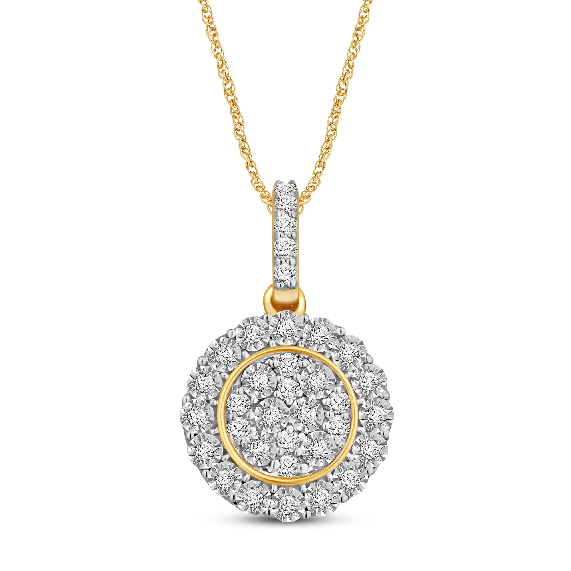 Meera Round Necklace with 1/2ct Laboratory Grown Diamonds in 9ct Yellow Gold Necklaces Bevilles 