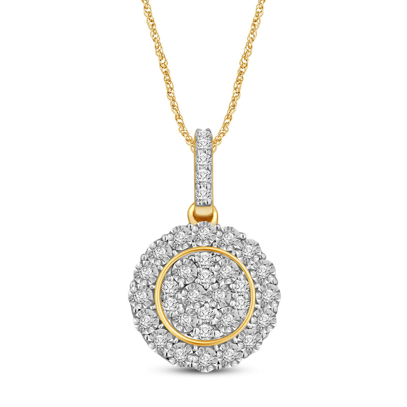 Meera Round Necklace with 1/2ct Laboratory Grown Diamonds in 9ct Yellow Gold Necklaces Bevilles 