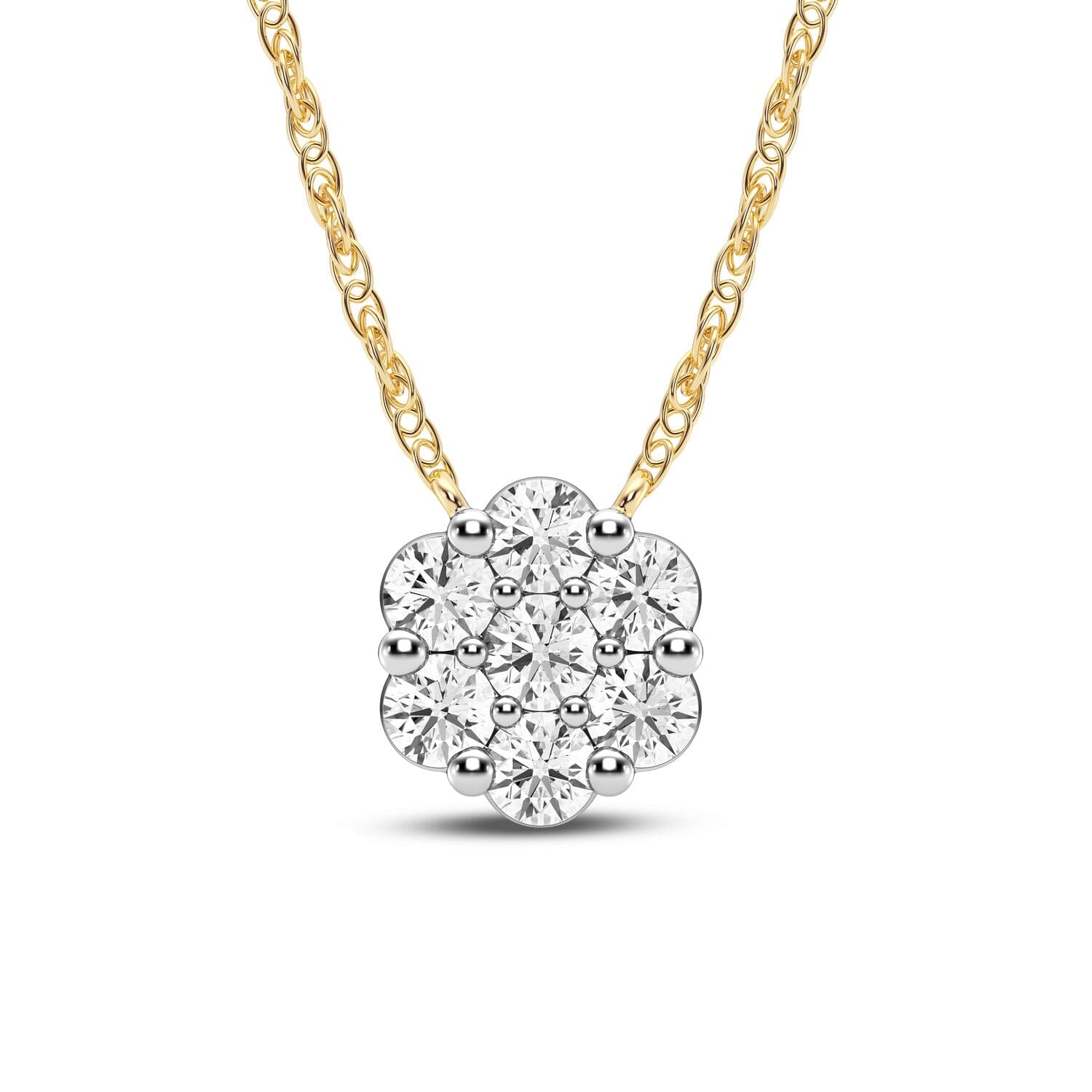 Meera Flower Necklace with 1/3ct of Laboratory Grown Diamonds in 9ct Yellow Gold Necklaces Bevilles 