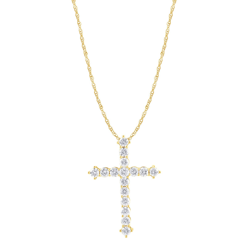 Meera Cross Necklace with 1.00ct of Laboratory Grown Diamonds in 9ct Yellow Gold Necklaces Bevilles 