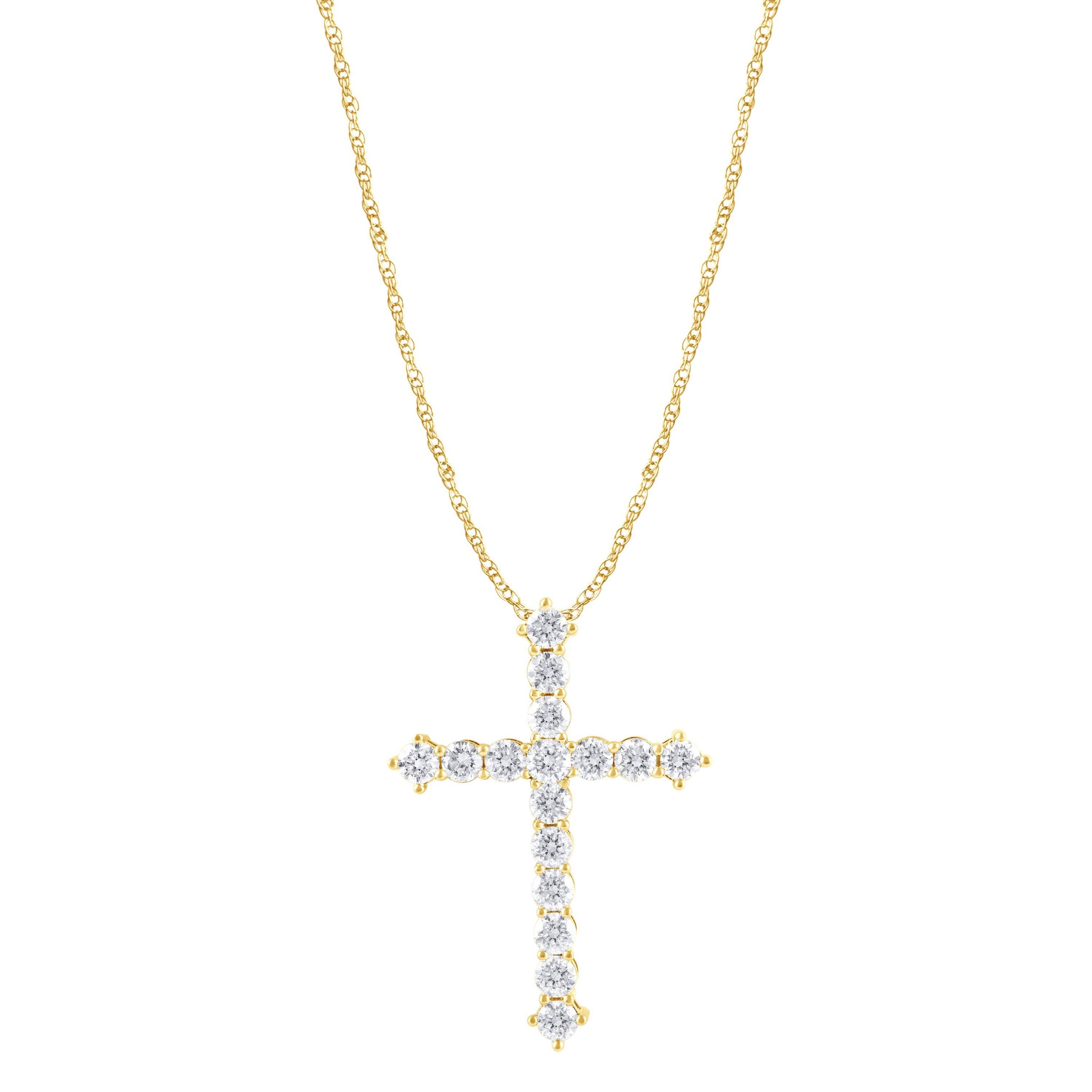 Meera Cross Necklace with 1.00ct of Laboratory Grown Diamonds in 9ct Yellow Gold Necklaces Bevilles 