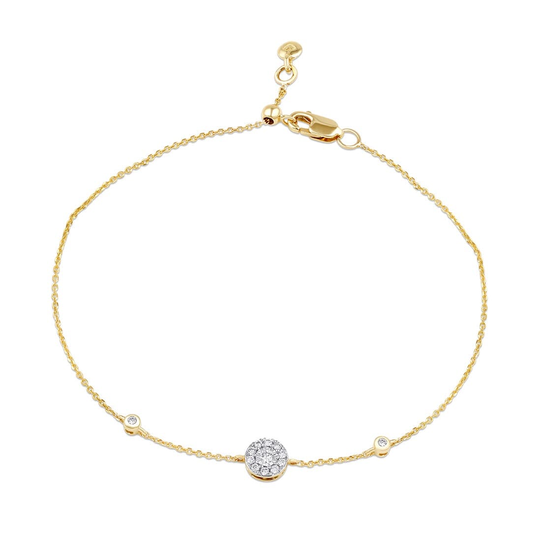 Meera Round Halo Station Bracelet with 0.10ct of Laboratory Grown Diamonds in 9ct Yellow Gold Bracelets Bevilles 