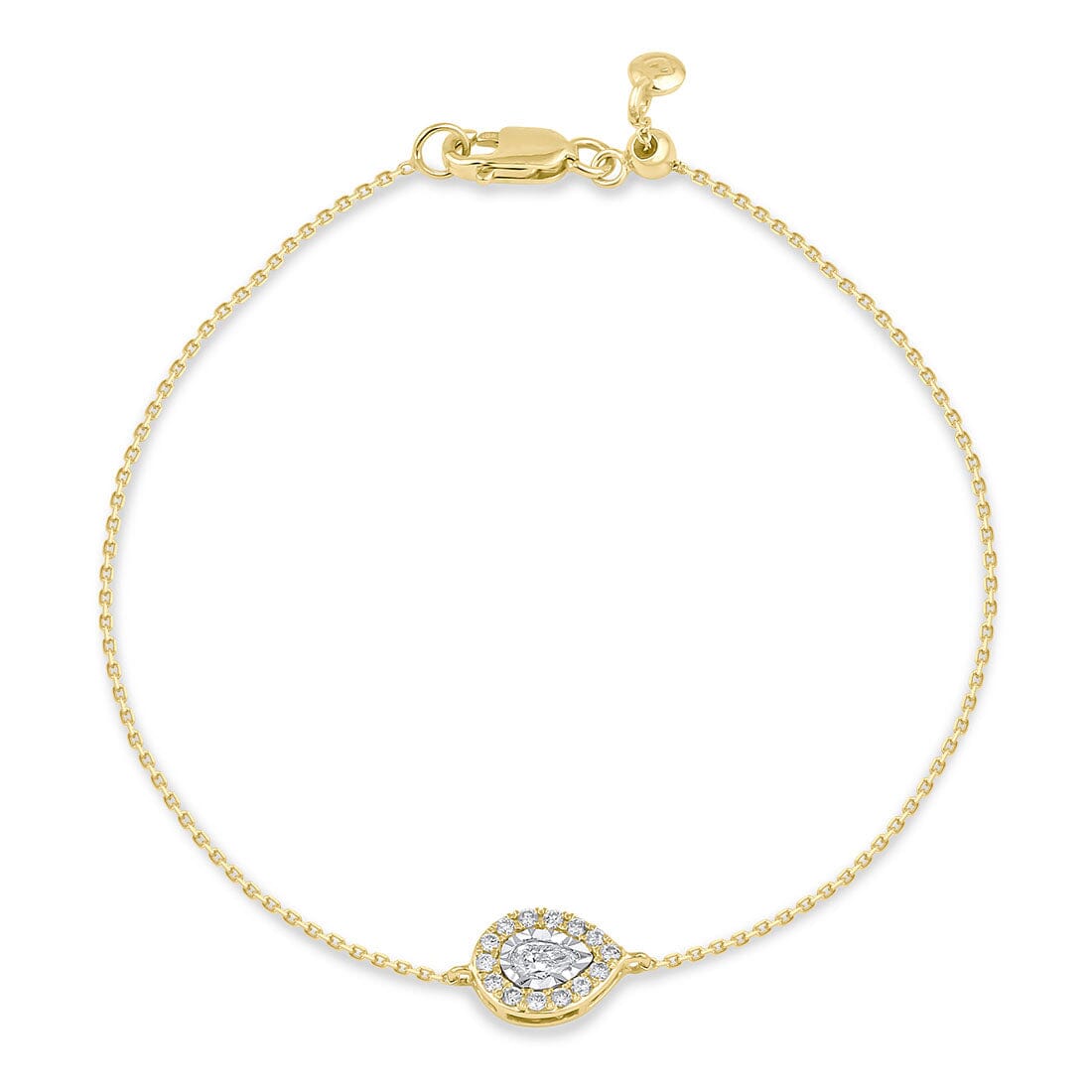 Meera Pear Halo Bracelet with 0.20ct of Laboratory Grown Diamonds in 9ct Yellow Gold Bracelets Bevilles 