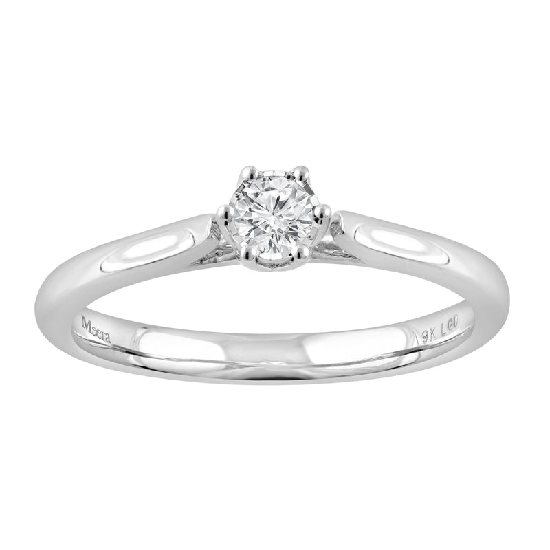Meera Solitaire Ring with 0.10ct of Laboratory Grown Diamonds in 9ct White Gold Rings Bevilles 