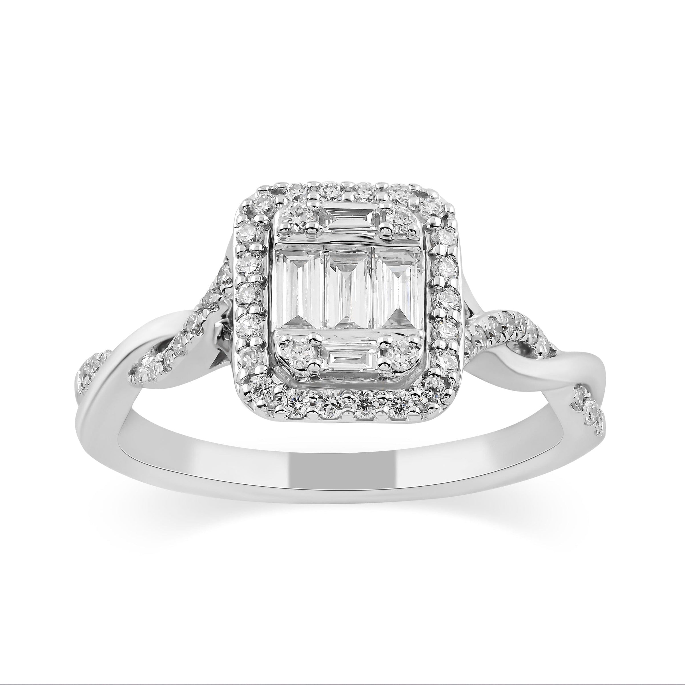 Meera Emerald Cut Ring with 0.40ct of Laboratory Grown Diamonds in 9ct White Gold Rings Bevilles 