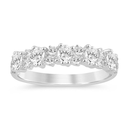 Meera Oval and Round Eternity Ring with 0.80ct of Laboratory Grown Diamonds in 9ct White Gold Rings Bevilles 