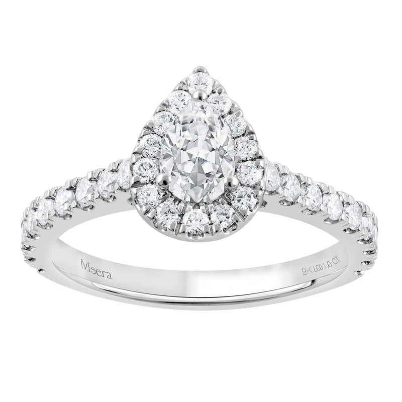 Meera Pear Shaped Solitaire Ring with 1.00ct of Laboratory Grown Diamonds in 9ct White Gold Rings Bevilles 
