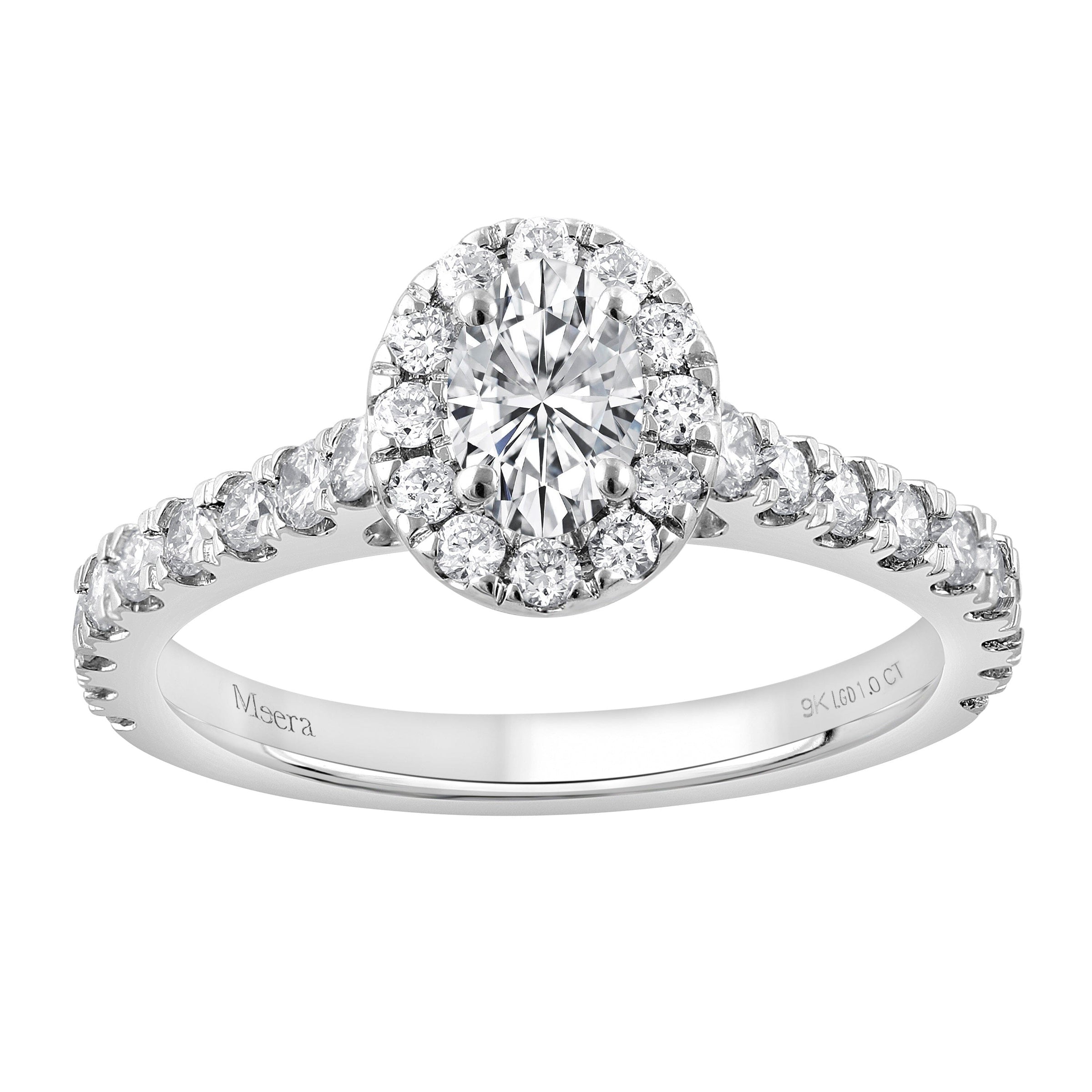 Meera Oval Cut Solitaire Ring with 1.00ct of Laboratory Grown Diamonds in 9ct White Gold Rings Bevilles 