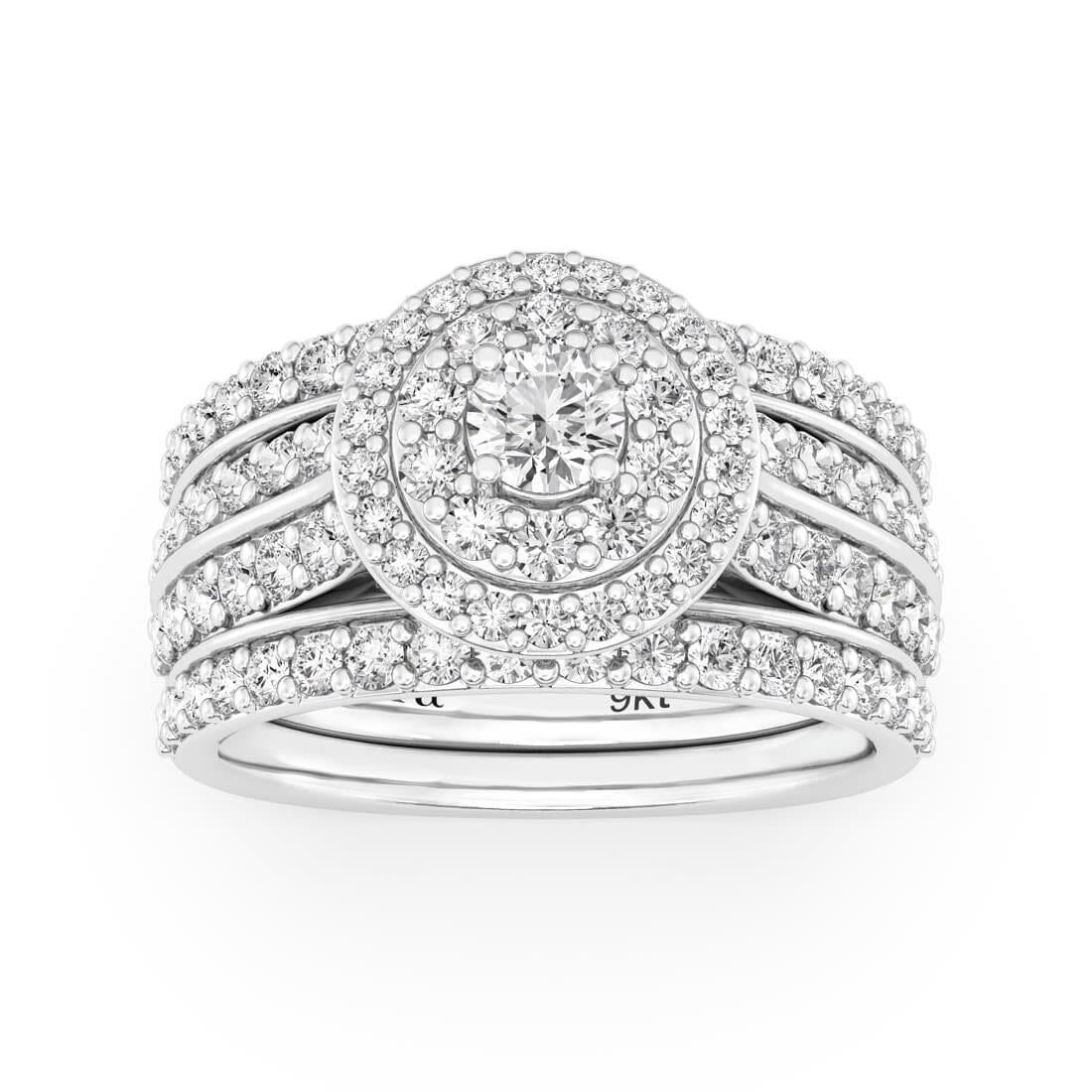 Meera Double Halo Ring with 1.50ct of Laboratory Grown Diamonds in 9ct White Gold Rings Bevilles 