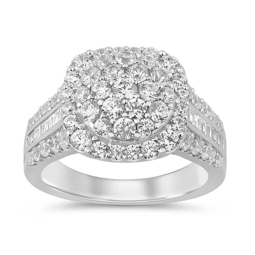 Meera Cushion Shape Ring with 2.00ct of Laboratory Grown Diamonds in 9ct White Gold Rings Bevilles 