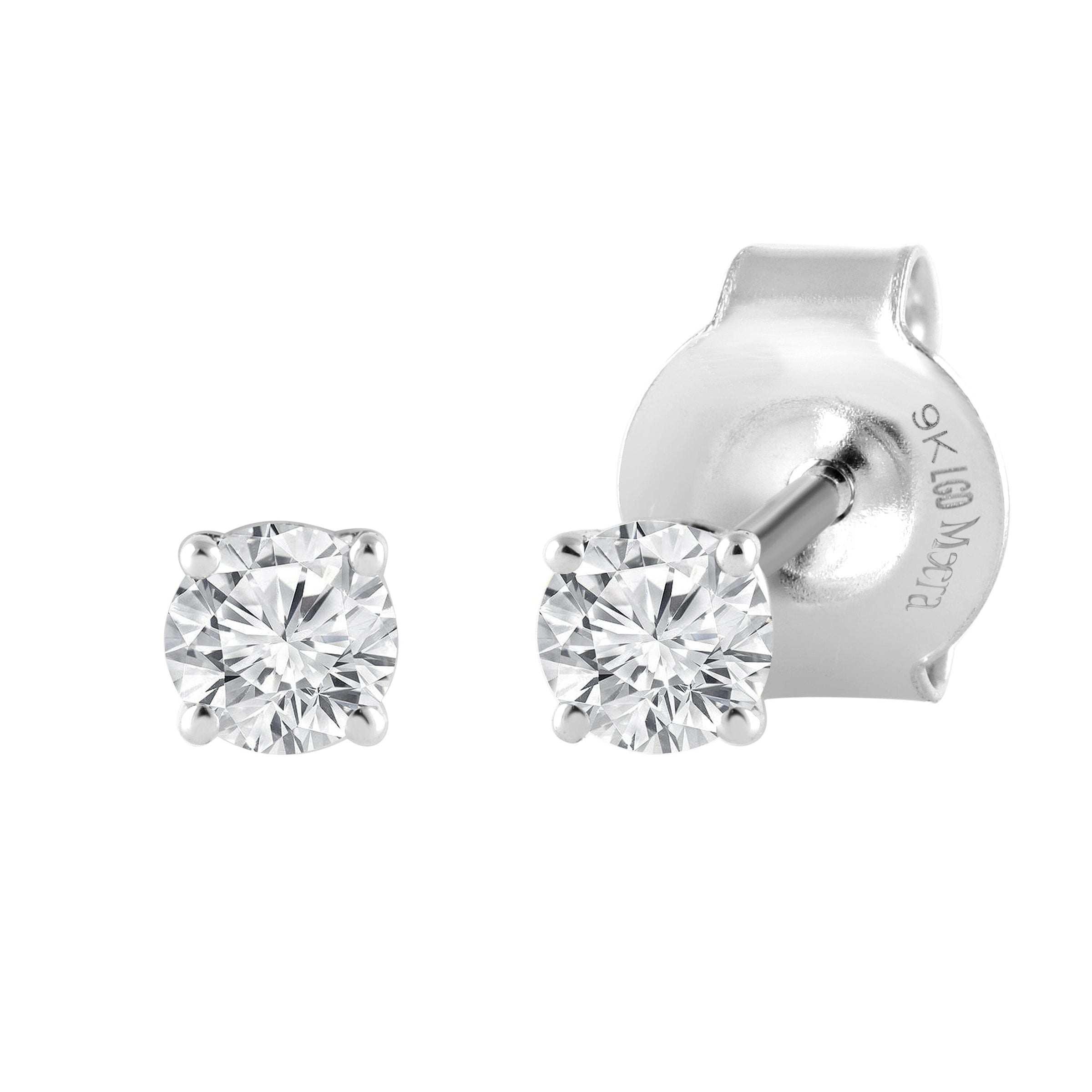 Meera Solitaire Earrings with 1/5ct of Laboratory Grown Diamonds in 9ct White Gold Earrings Bevilles 