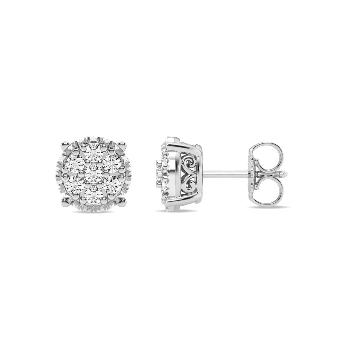 Meera Flower Composite Earrings with 1/3ct of Laboratory Grown Diamonds in 9ct White Gold Earrings Bevilles 