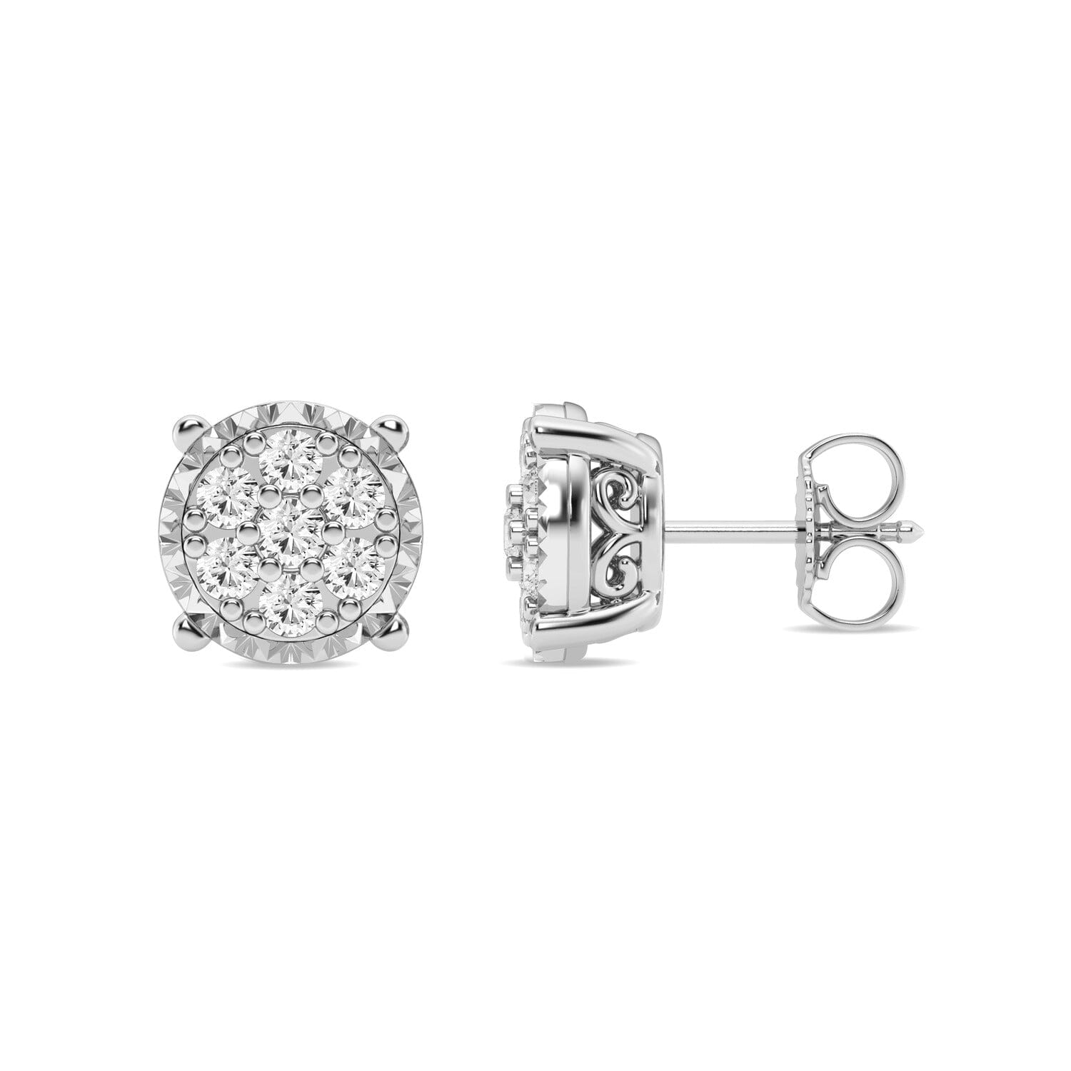 Meera Flower Composite Earrings with 1/3ct of Laboratory Grown Diamonds in 9ct White Gold Earrings Bevilles 