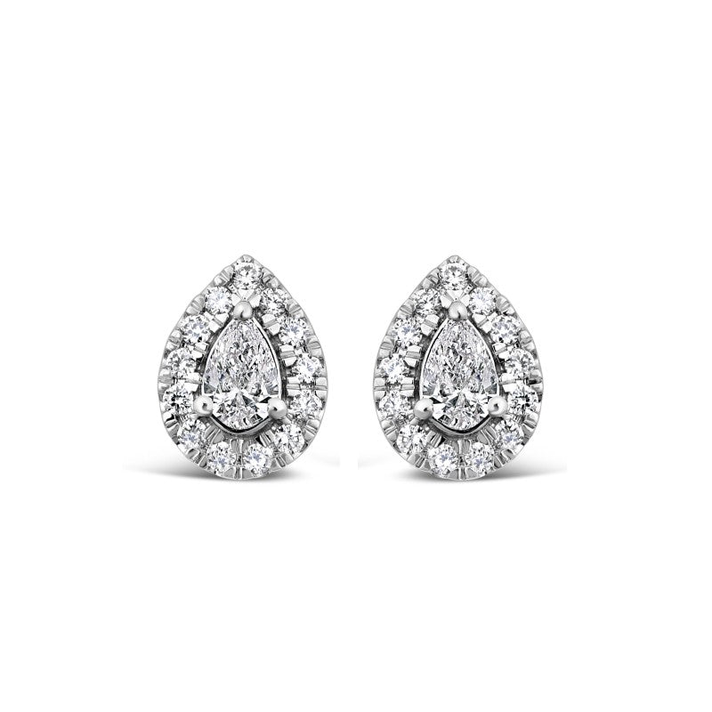 Meera Pear Shape Earrings with 0.60ct of Laboratory Grown Diamonds in 9ct White Gold Earrings Bevilles 