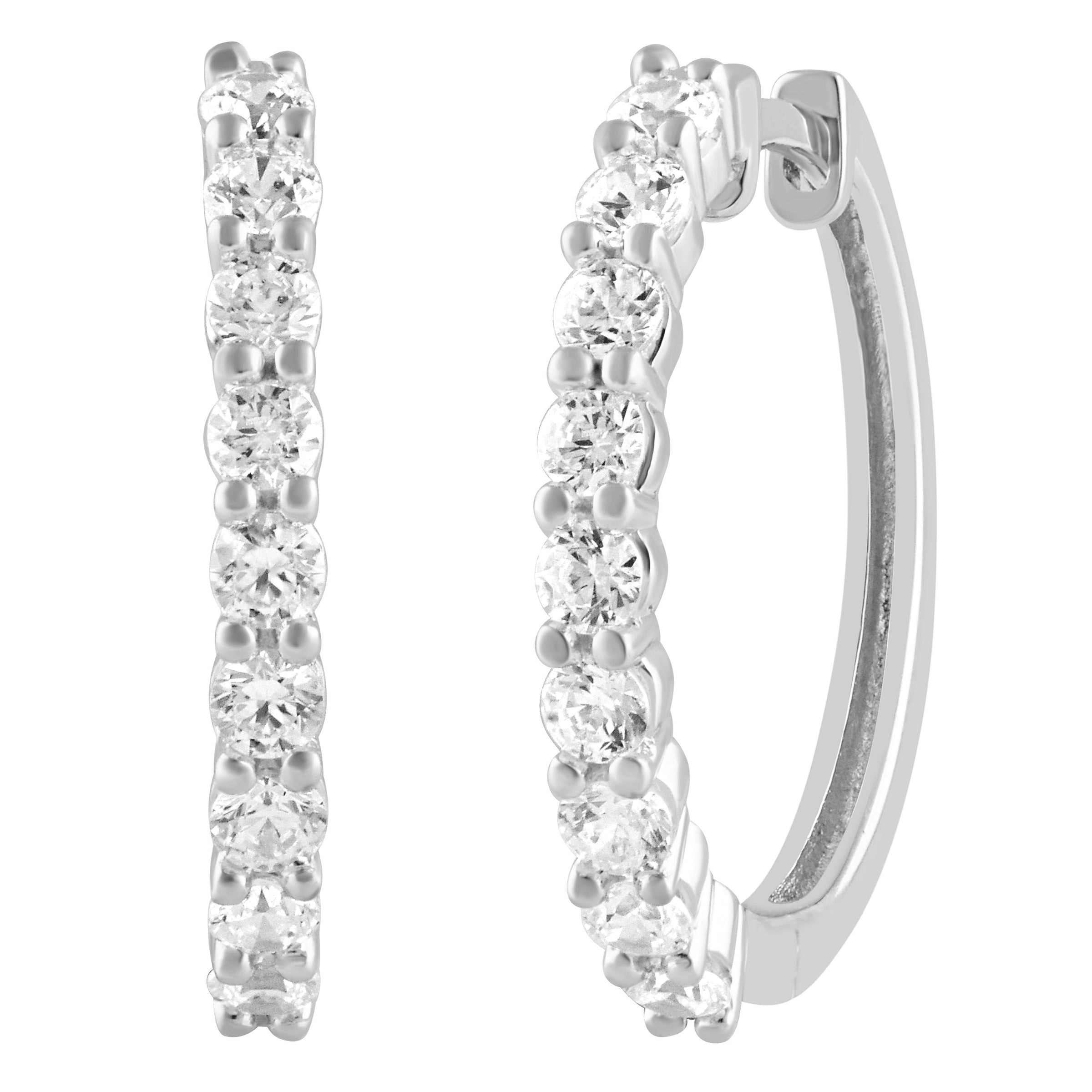 Meera Hoop Earrings with 1.00ct of Laboratory Grown Diamonds in 9ct White Gold Earrings Meera 